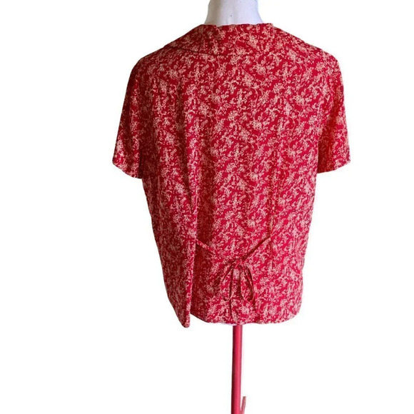 vintage Norton McNaughton Red Pattern Blouse, Lg. - Picture 6 of 12